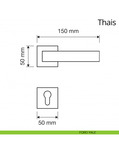 Maniglia per porta interna Thais Linea Calì rosetta quadrata tradizionale foro yale