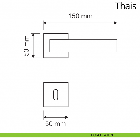Maniglia per porta interna Thais Linea Calì su rosetta quadrata bassa foro patent
