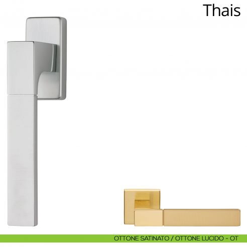 Maniglia per finestra martellina DK Thais Linea Calì ottone satinato - ottone lucido