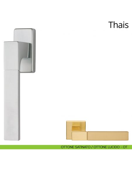 Maniglia per finestra martellina DK Thais Linea Calì ottone satinato - ottone lucido