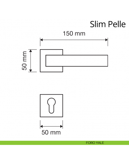 Maniglia per porta interna Slim Pelle Linea Calì rosetta quadrata bassa foro yale