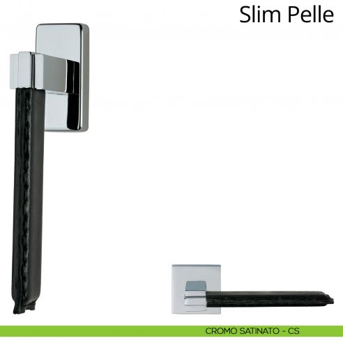 Maniglia per finestra martellina DK Slim Pelle Linea Calì cromo satinato