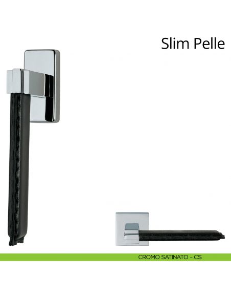 Maniglia per finestra martellina DK Slim Pelle Linea Calì cromo satinato