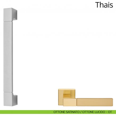 Maniglione per porta dritto Thais Linea Calì ottone satinato - ottone lucido