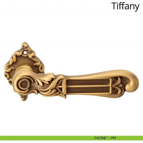Maniglia per porta interna Tiffany Linea Calì con rosetta artistica patinè