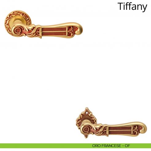Maniglia per porta interna Tiffany Linea Calì con rosetta tonda oro francese