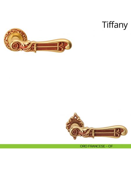 Maniglia per porta interna Tiffany Linea Calì con rosetta tonda oro francese