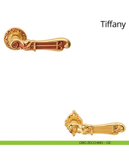 Maniglia per porta interna Tiffany Linea Calì con rosetta tonda oro zecchino
