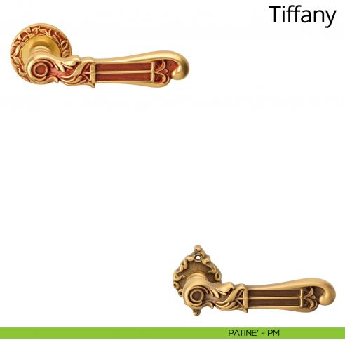 Maniglia per porta interna Tiffany Linea Calì con rosetta tonda patinè