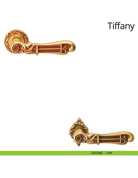 Maniglia per porta interna Tiffany Linea Calì con rosetta tonda patinè