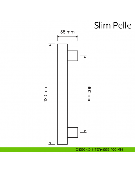Maniglione per porta zancato Slim Pelle Linea Calì interasse 400 mm
