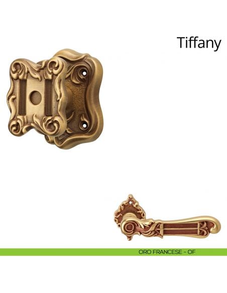 Pomolo per porta fisso Tiffany Linea Calì con rosetta artistica oro francese