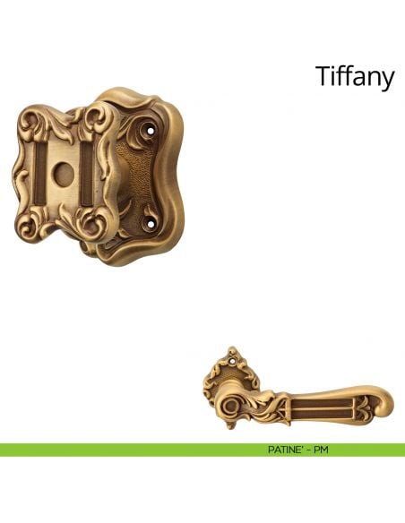 Pomolo per porta fisso Tiffany Linea Calì con rosetta artistica patinè