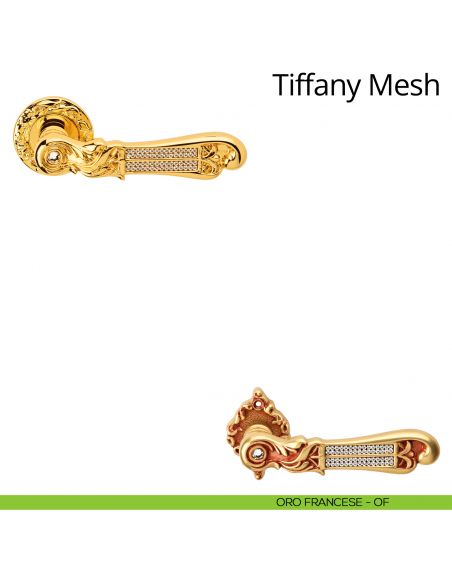 Maniglia per porta interna con Swarovski Tiffany Mesh Linea Calì rosetta tonda oro francese