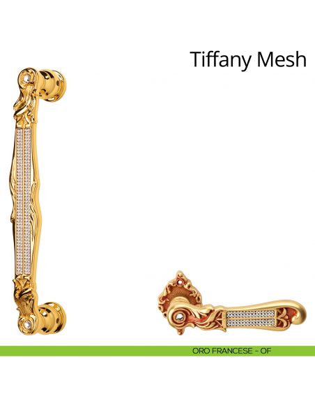 Maniglione con Swarovski dritto per porta Tiffany Mesh Linea Calì oro francese