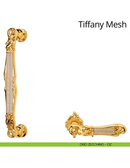 Maniglione con Swarovski dritto per porta Tiffany Mesh Linea Calì oro zecchino