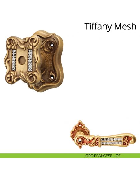 Pomolo per porta con Swarovski fisso Tiffany Mesh Linea Calì rosetta artistica oro francese