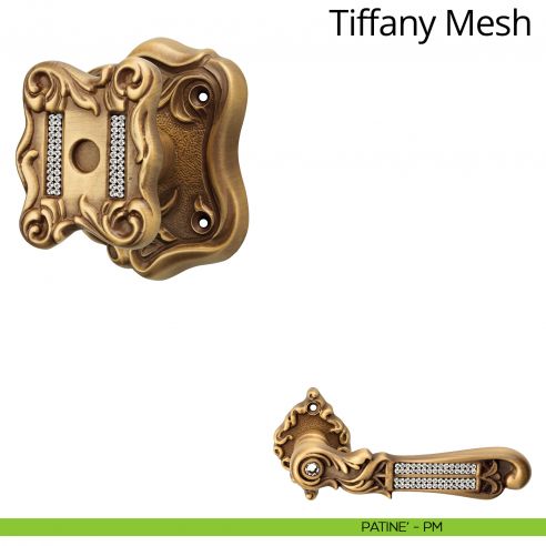 Pomolo per porta con Swarovski fisso Tiffany Mesh Linea Calì rosetta artistica patinè