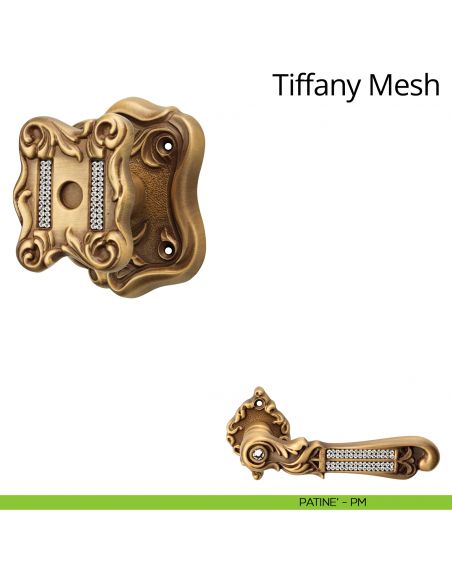 Pomolo per porta con Swarovski fisso Tiffany Mesh Linea Calì rosetta artistica patinè