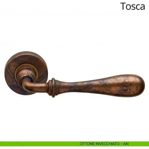 Maniglia per porta interna Tosca Linea Calì rosetta tonda ottone invecchiato