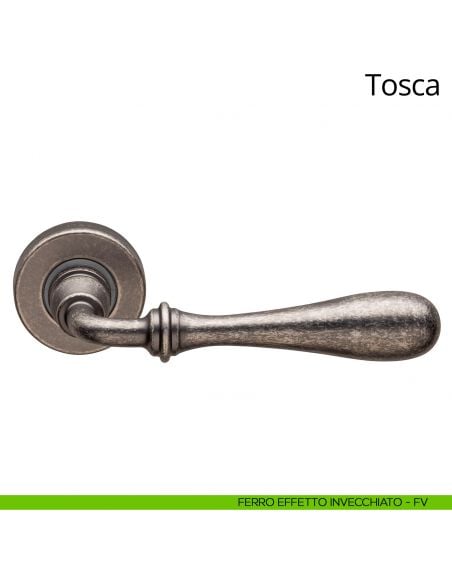 Maniglia per porta interna Tosca Linea Calì rosetta tonda ferro effetto invecchiato