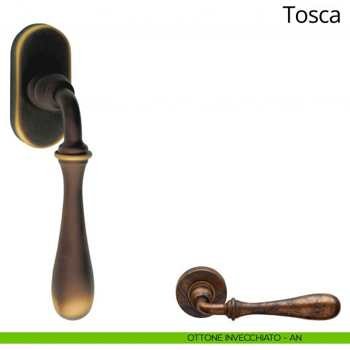 Maniglia per finestra martellina DK Tosca Linea Calì ottone invecchiato