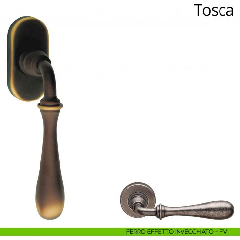 Maniglia per finestra martellina DK Tosca Linea Calì ferro effetto invecchiato