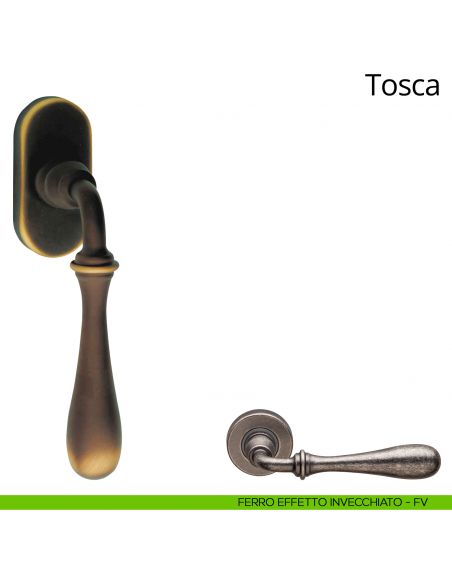 Maniglia per finestra martellina DK Tosca Linea Calì ferro effetto invecchiato