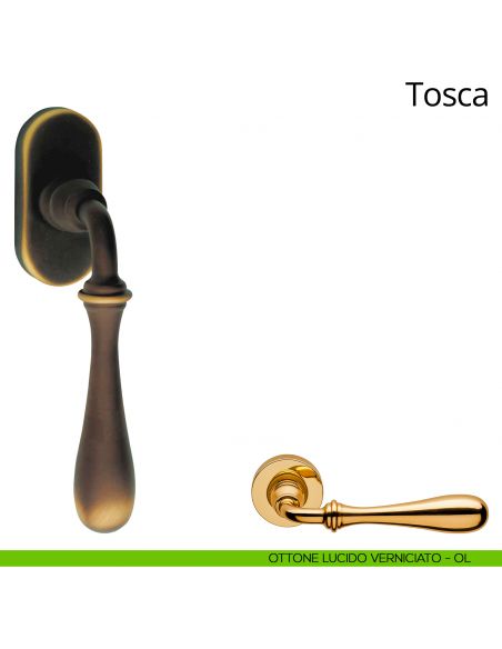 Maniglia per finestra martellina DK Tosca Linea Calì ottone lucido verniciato