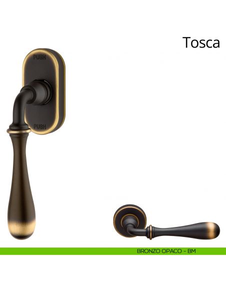 Maniglia per finestra martellina DK antintrusione Tosca Linea Calì bronzo opaco