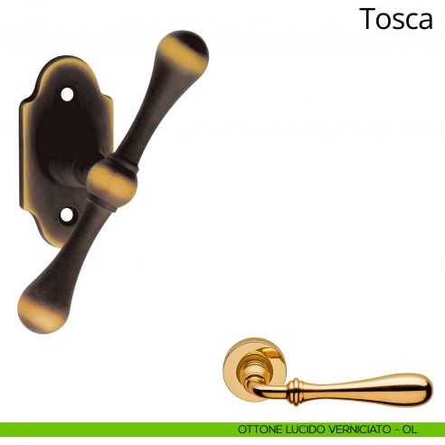 Maniglia per finestra martellina Tosca Linea Calì ottone lucido verniciato