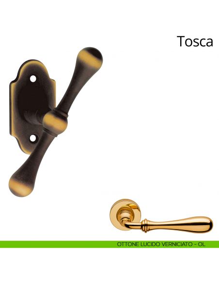 Maniglia per finestra martellina Tosca Linea Calì ottone lucido verniciato