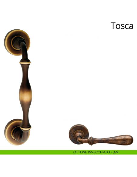 Maniglione per porta Tosca Linea Calì con rosette ottone invecchiato