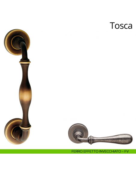 Maniglione per porta Tosca Linea Calì con rosette ferro effetto invecchiato