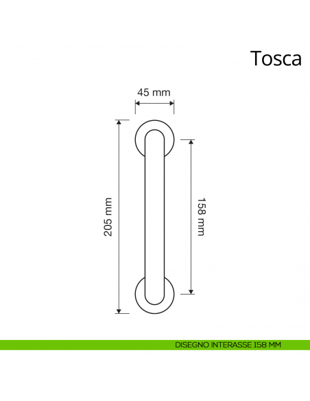Maniglione per porta Tosca Linea Calì con rosette interasse 158 mm