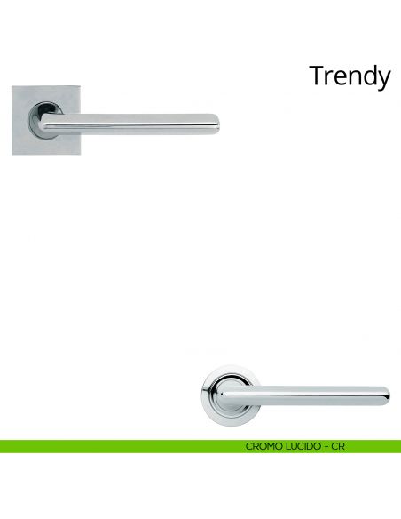 Maniglia per porta interna Trendy Linea Calì su rosetta quadrata bassa cromo lucido