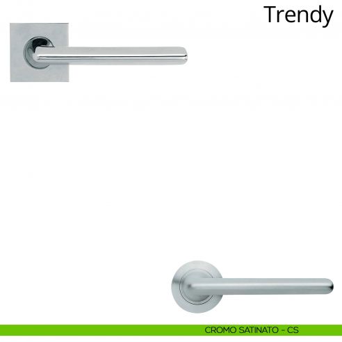 Maniglia per porta interna Trendy Linea Calì su rosetta quadrata bassa cromo satinato