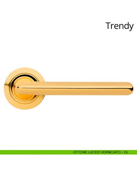 Maniglia per porta interna Trendy Linea Calì rosetta tonda ottone lucido verniciato