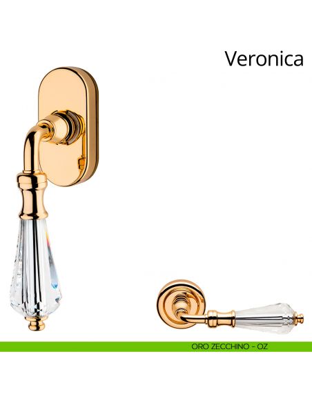 Maniglia Swarovski per finestra martellina DK Veronica Linea Calì oro zecchino