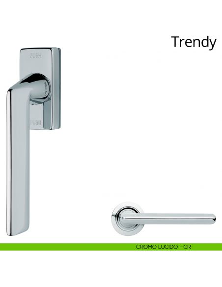 Maniglia per finestra martellina DK antintrusione Trendy Linea Calì cromo lucido