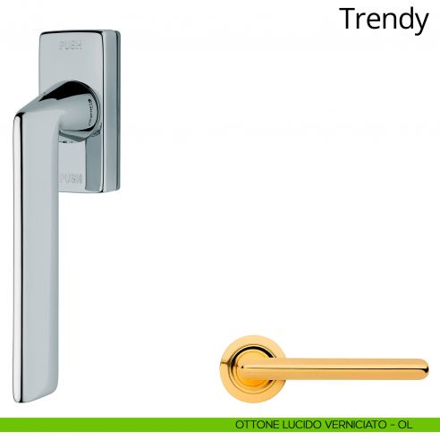 Maniglia per finestra martellina DK antintrusione Trendy Linea Calì ottone lucido