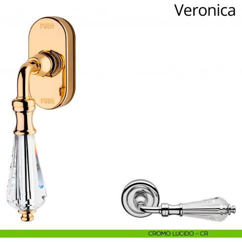 Maniglia Swarovski per finestra martellina DK antintrusione Veronica Linea Calì cromo lucido