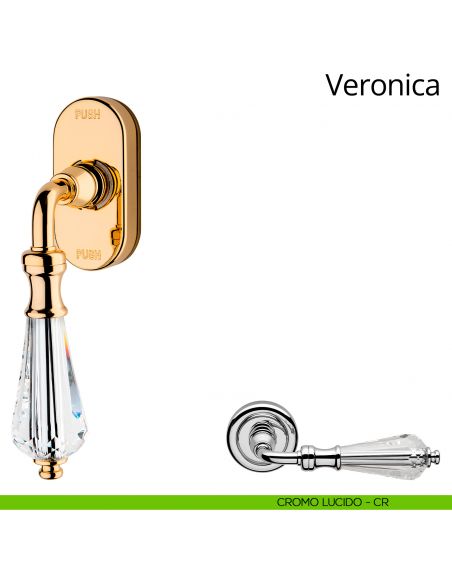 Maniglia Swarovski per finestra martellina DK antintrusione Veronica Linea Calì cromo lucido