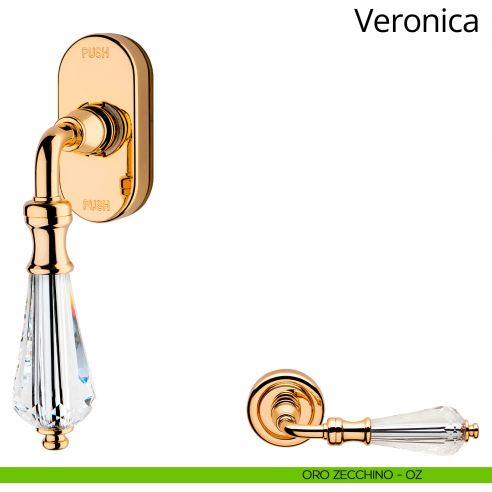 Maniglia Swarovski per finestra martellina DK antintrusione Veronica Linea Calì oro zecchino