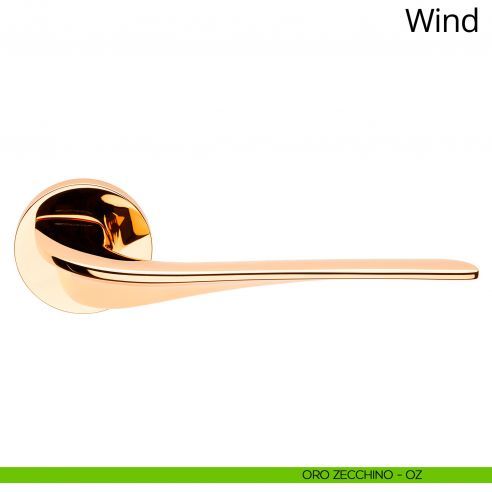 Maniglia per porta interna Wind Linea Calì rosetta tonda tradizionale oro zecchino