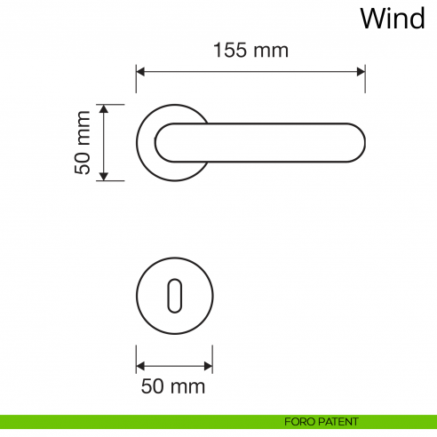 Maniglia per porta interna Wind Linea Calì rosetta tonda bassa foro patent