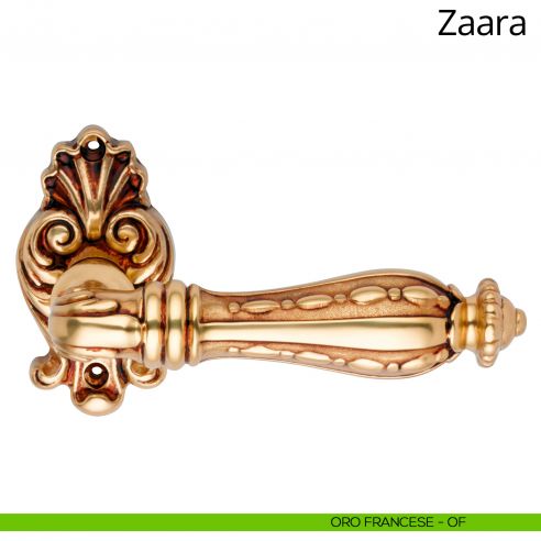 Maniglia per porta interna Zaara Linea Calì con rosetta artistica oro francese