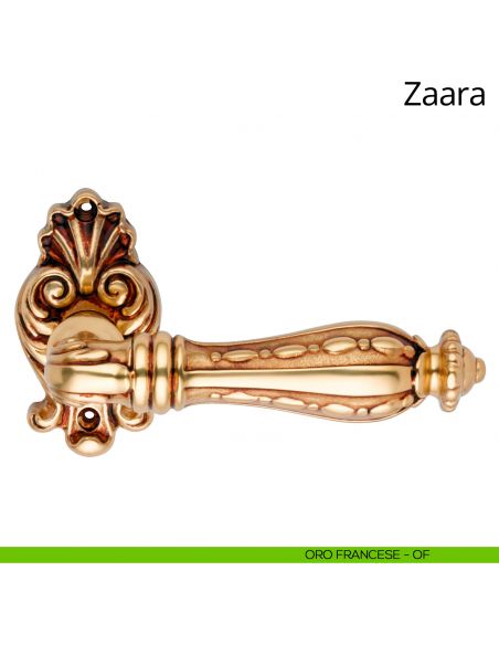 Maniglia per porta interna Zaara Linea Calì con rosetta artistica oro francese