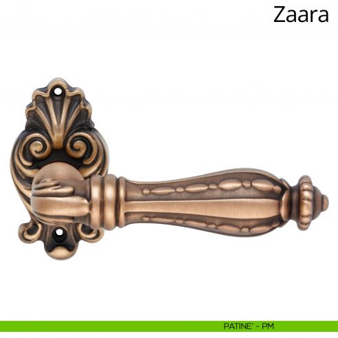 Maniglia per porta interna Zaara Linea Calì con rosetta artistica patinè