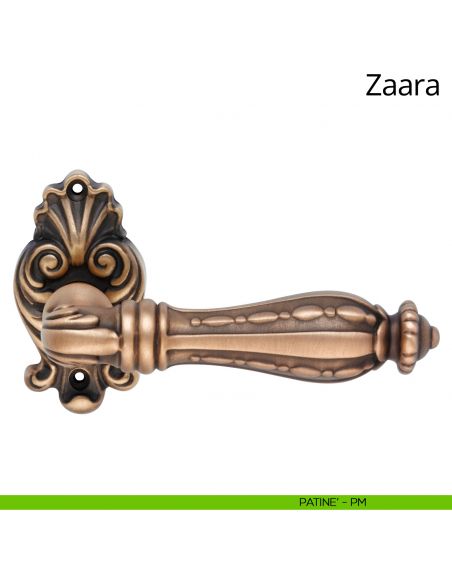Maniglia per porta interna Zaara Linea Calì con rosetta artistica patinè
